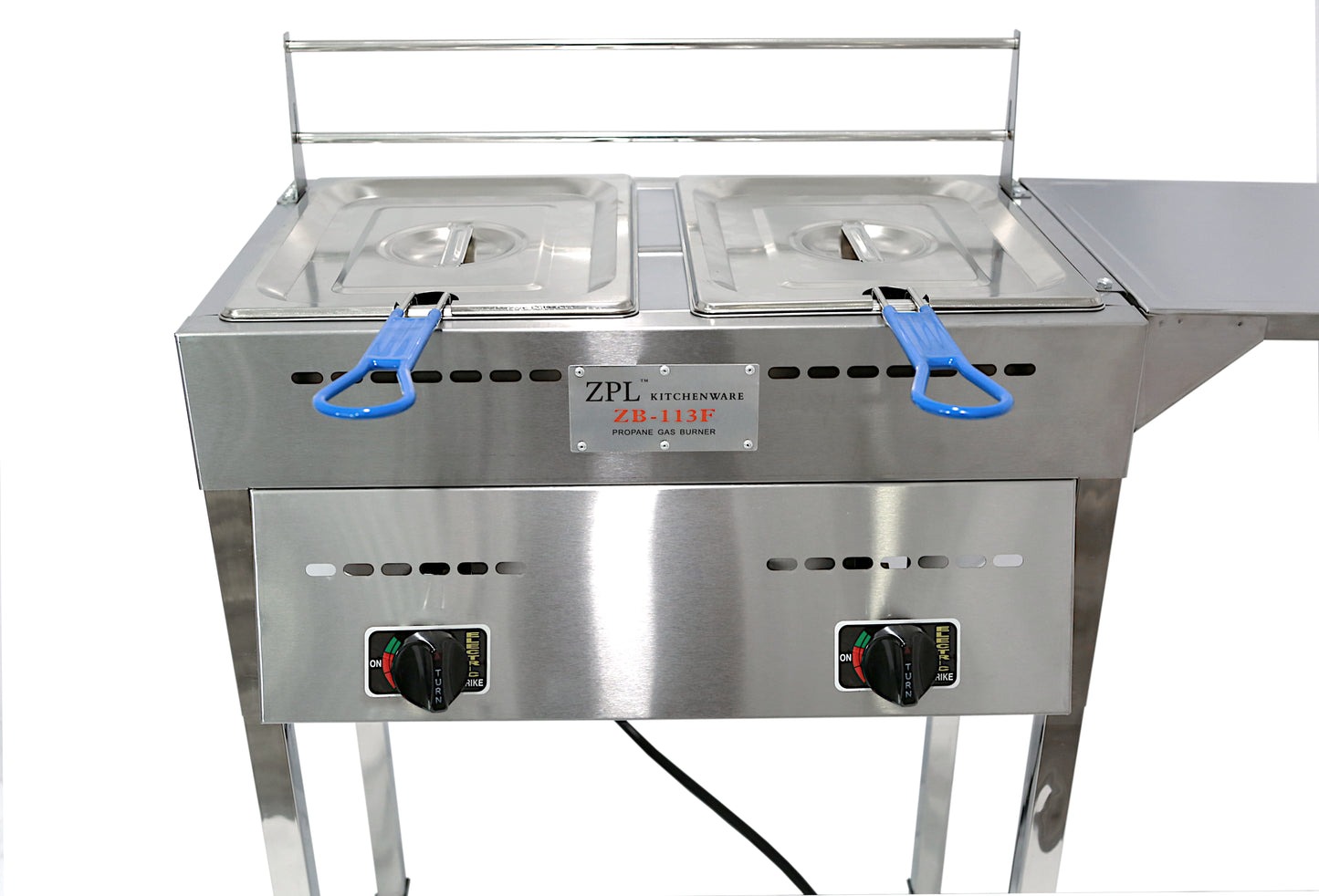 ZB-113F: Outdoor Stainless Steel Double Propane Fryer with Table